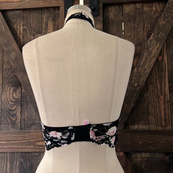 Pink Victoria’s Secret floral halter push up bralette wireless Sz-xs - Picture 4 of 13